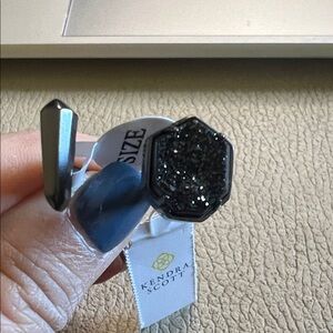 Kendra Scott Black Sparkle Hexagon Ring